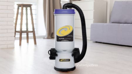 Bacpack vacuum cleaner on the floor