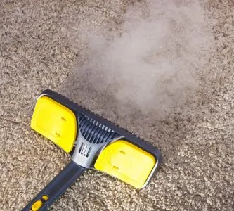Cleaning a carpet with the best carpet steam cleaner