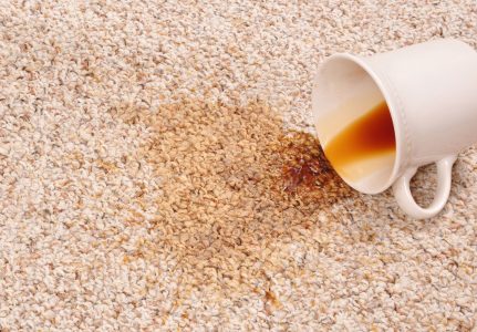 Spilled coffee on the carpet
