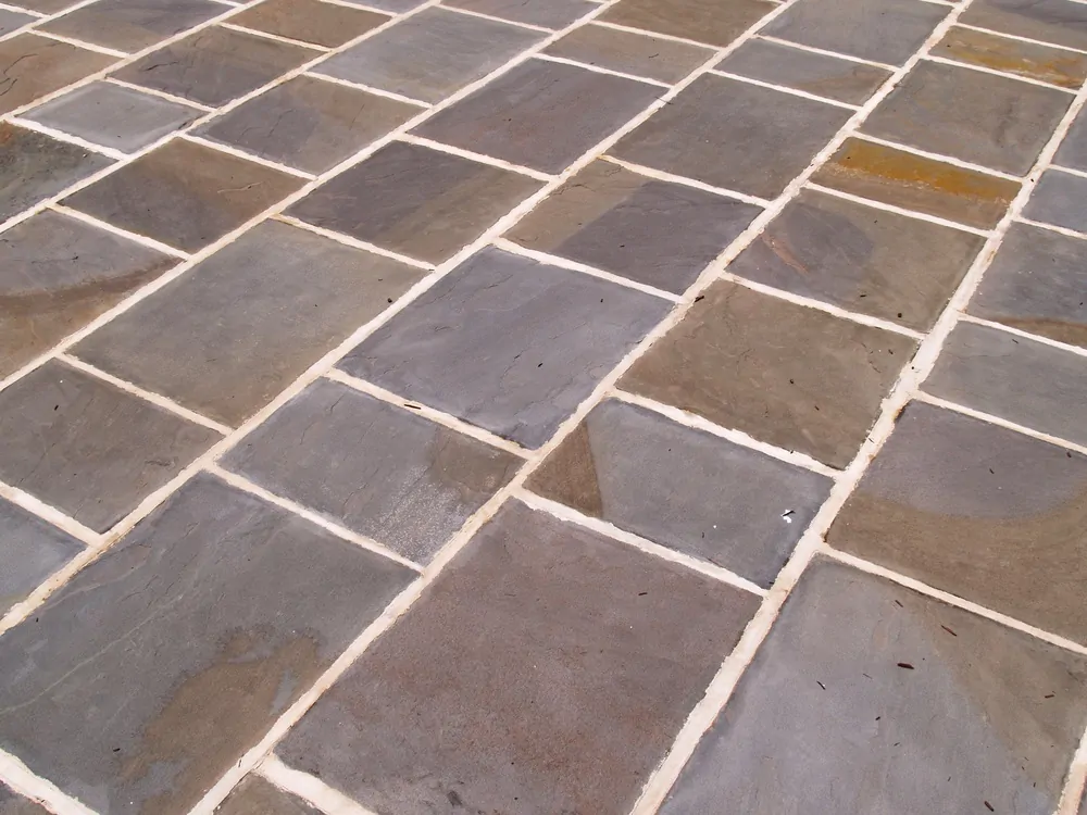 Outdoor slate tile patio