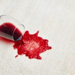 Spilled red wine on carpet