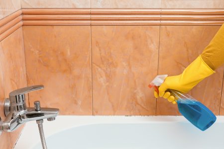 Cleaning mold from bathtub