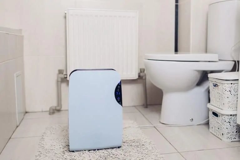 Dehumidifier in bathroom.