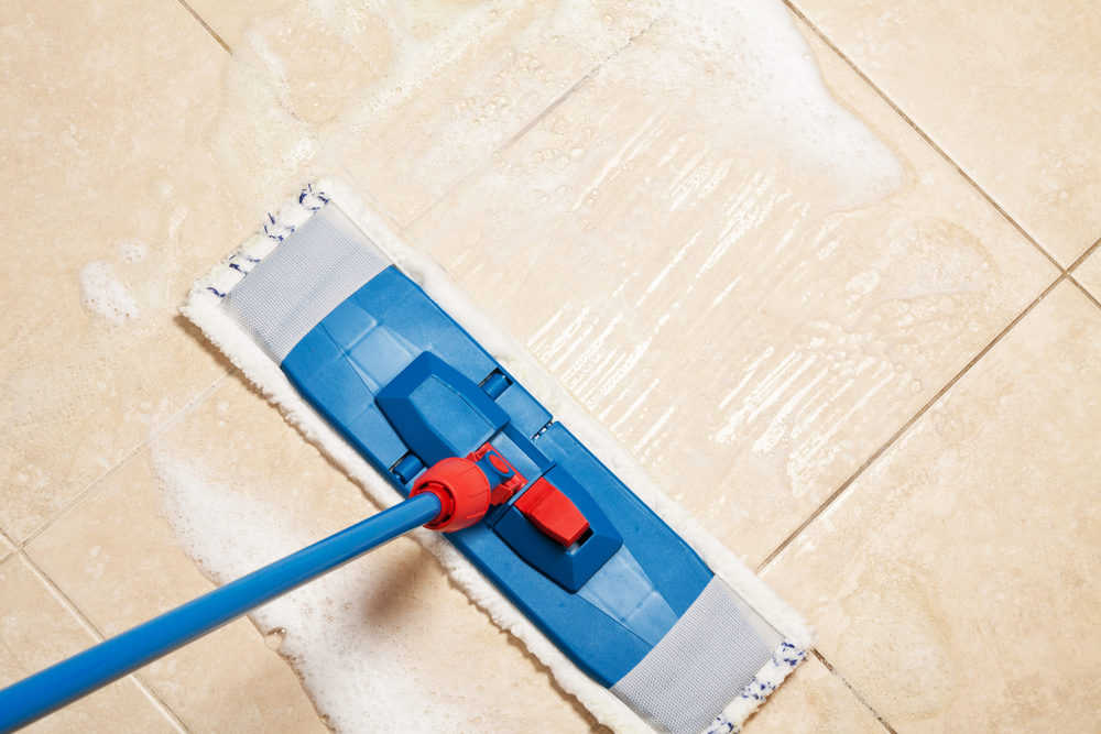 Microfiber mop cleaning the floor