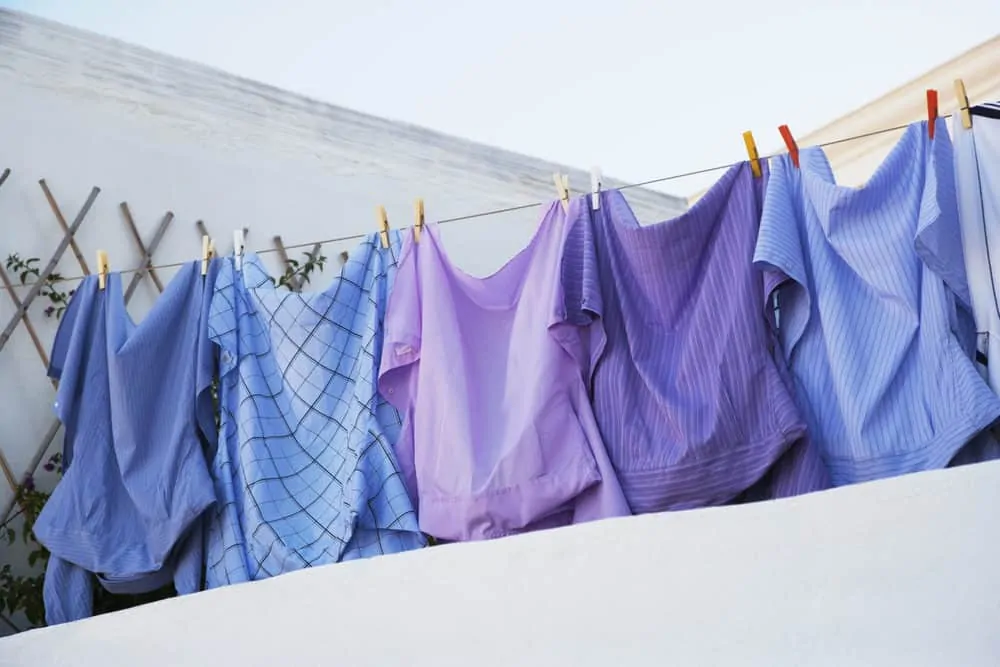 Shirts hanging out to dry outdoors