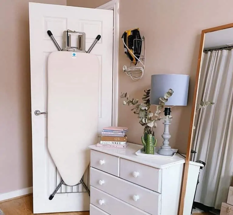 An over the door ironing board