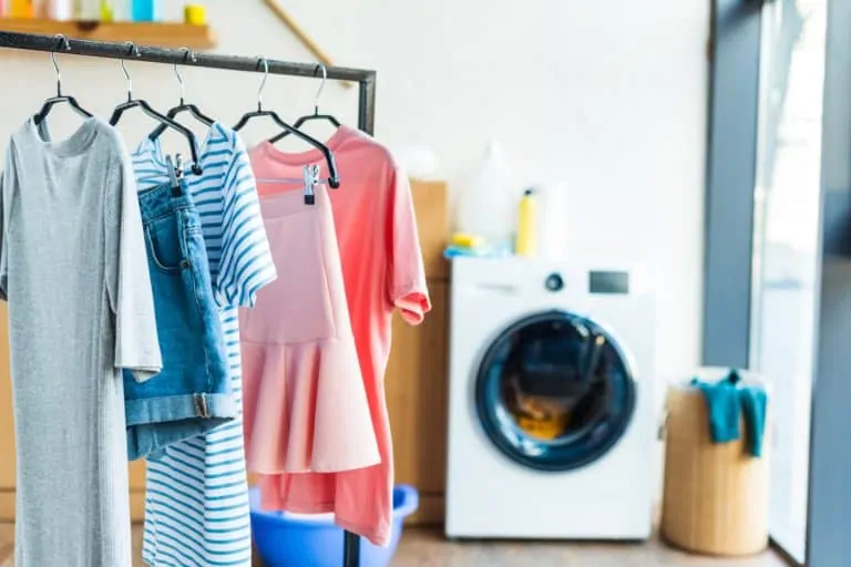 Hanging clothes outside to prevent wrinkles