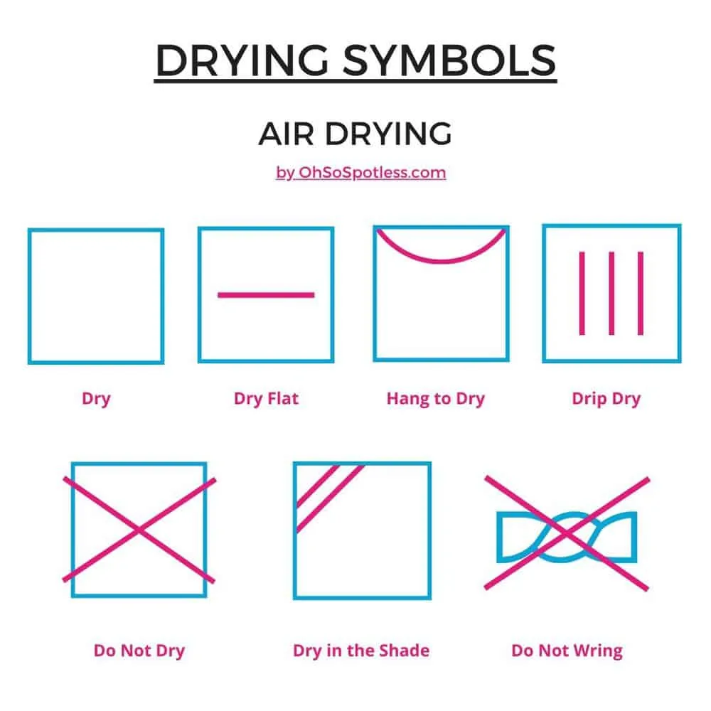 Drying symbols for air drying