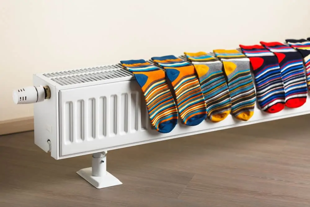 Socks drying on a radiator