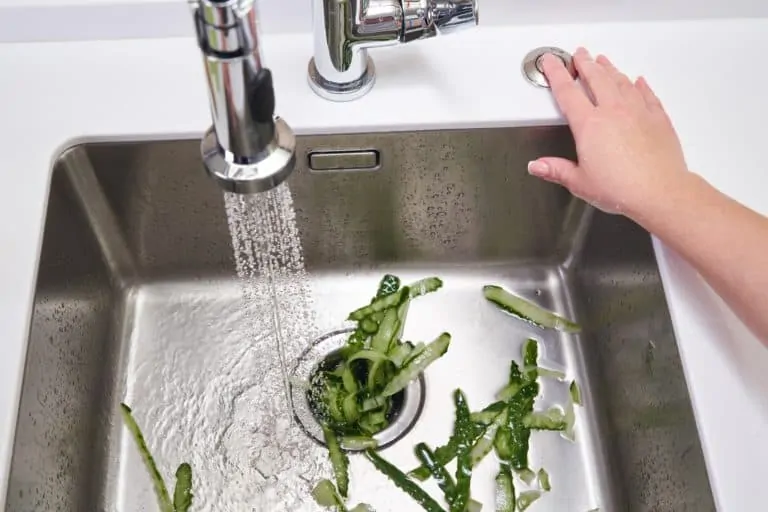 Person turning on the garbage disposal switch