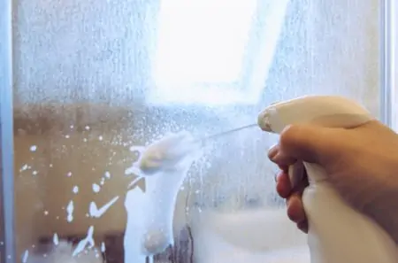 Removing soap scum from shower door