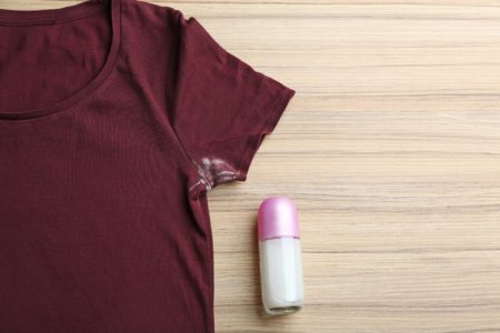 T-shirt with deodorant stain