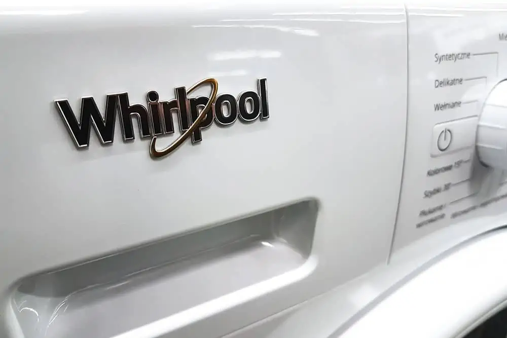Whirlpool sign on washing machine