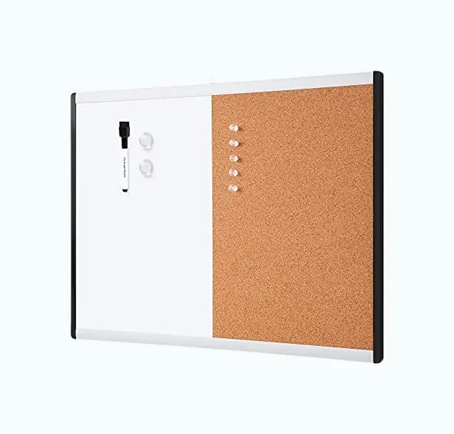 Product Image of the Amazon Basics Magnetic Dry-Erase Combo Board, Plastic/Aluminum Frame, White,Yellow, 17' x 23'