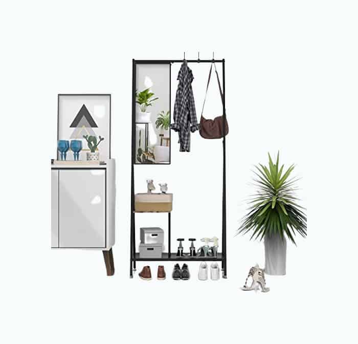 Product Image of the BEAUTME Coat Rack,Modern Metal Coat Rack Freestanding 5 in 1 Entryway Coat Racks with Shoe Storage Industrial Hallway Organizer with Hooks for Living Bedroom & Office Easy Assembly