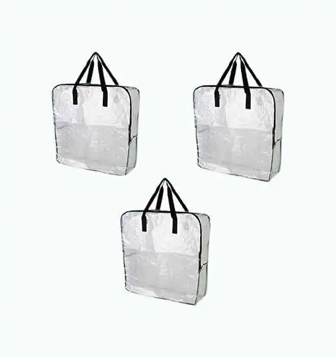 Product Image of the Pack of 3 - Extra Large Clear Storage Bag for Clothing Storage, Under the Bed Storage, Garage Storage, Recycling Bags