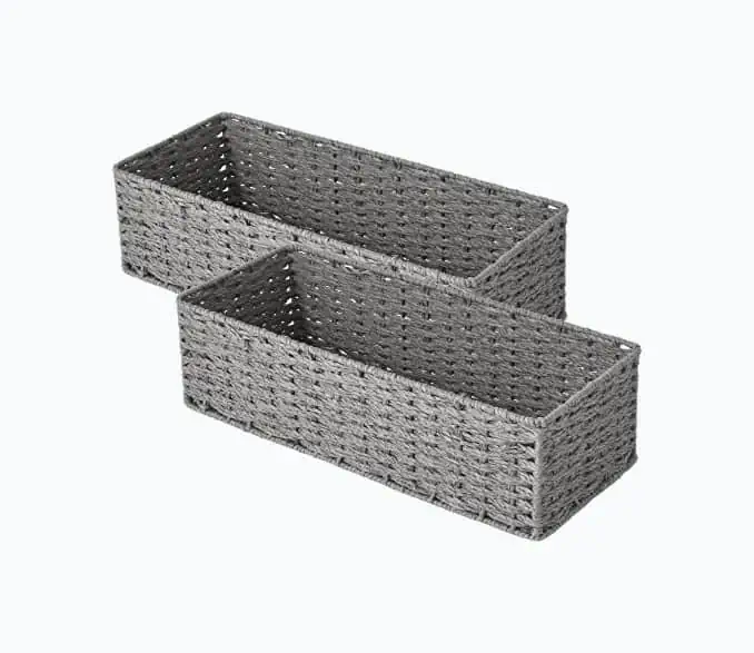 Product Image of the StorageWorks Toilet Basket Tank Topper, Toilet Paper Basket for Bathroom, Round Paper Rope Storage Basket for Toilet Tank Top, Bathroom Wicker Basket, Gray, 2 Pack